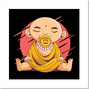 Funny Baby Buddha Yoga Meditating Gift Posters and Art